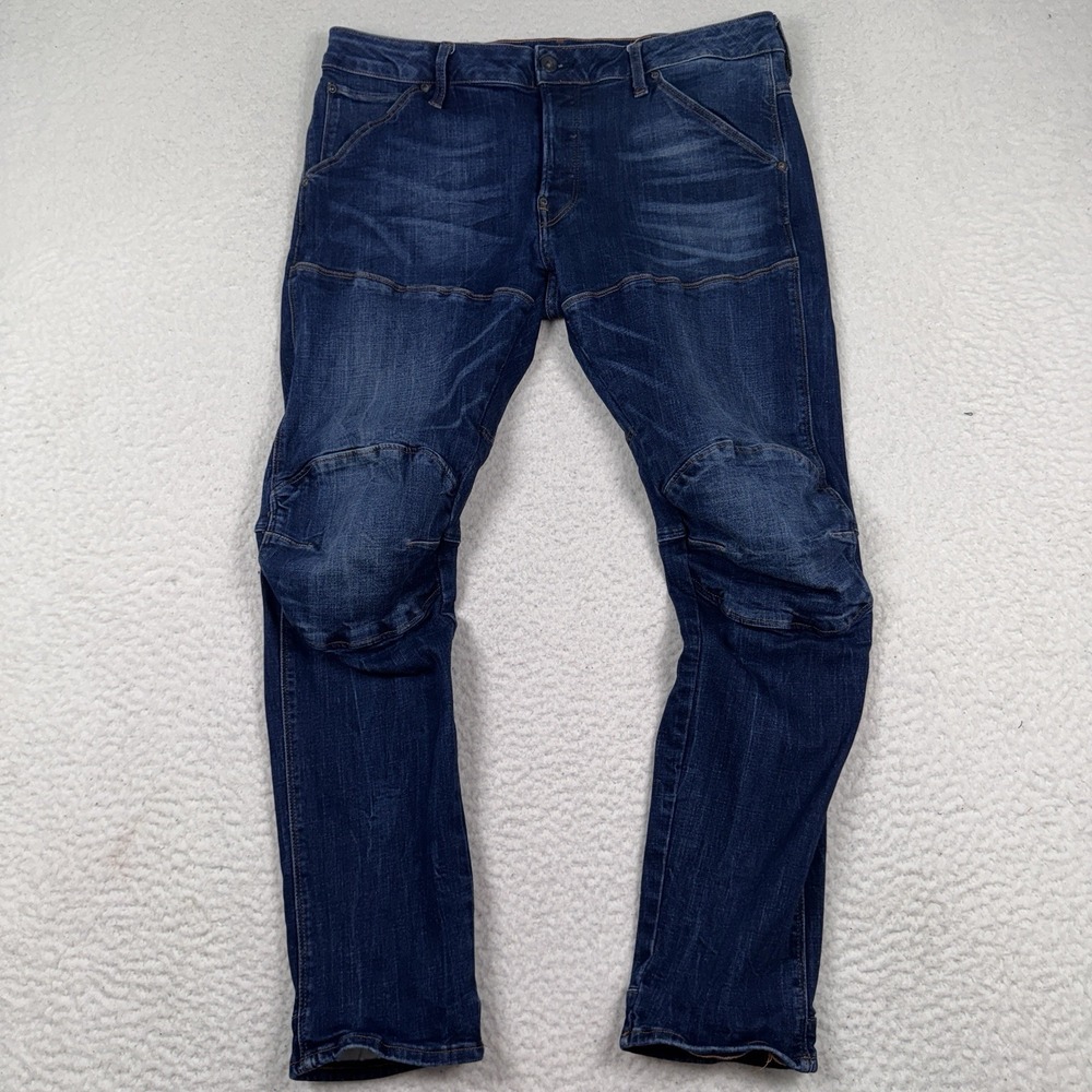 G-Star Raw 5620 3D Slim Jeans 34x29 Blue‎ Dark Wash Denim Button Fly Streetwear